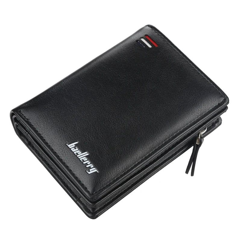 image-New Business Men Wallets Zipper Card Holder High Quality Male Purse New PU Leather Vintage Coin Holder Men Wallets