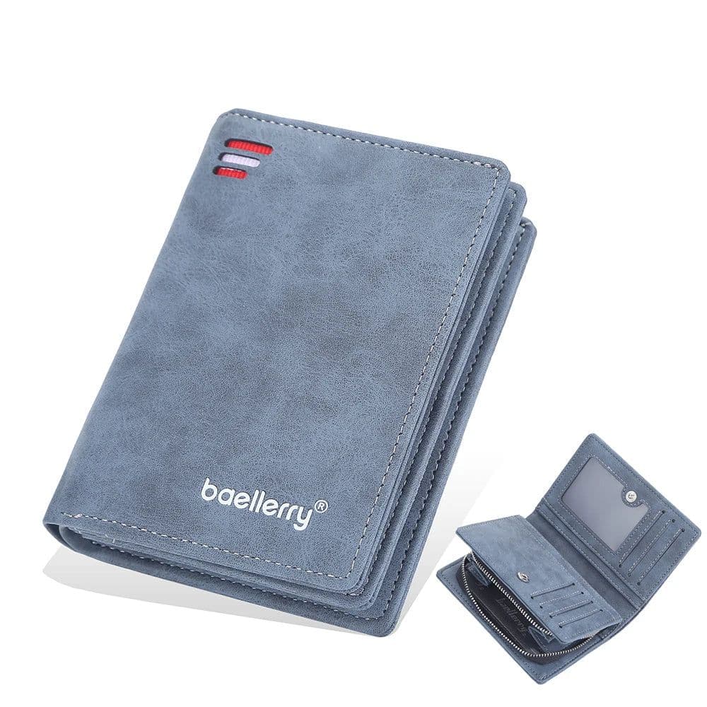 image-New Business Men Wallets Zipper Card Holder High Quality Male Purse New PU Leather Vintage Coin Holder Men Wallets