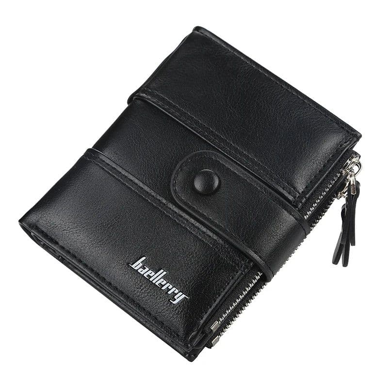 image-New Business Men Wallets Zipper Card Holder High Quality Male Purse New PU Leather Vintage Coin Holder Men Wallets