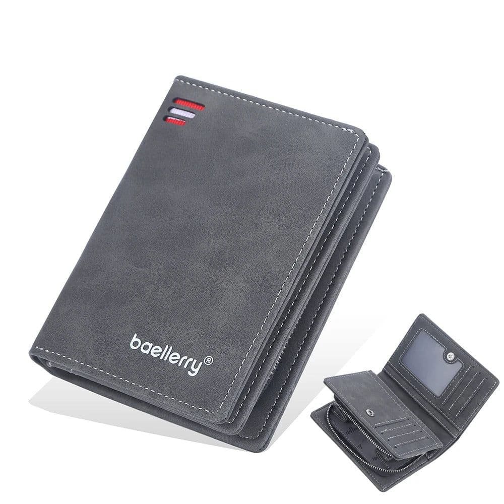 image-New Business Men Wallets Zipper Card Holder High Quality Male Purse New PU Leather Vintage Coin Holder Men Wallets