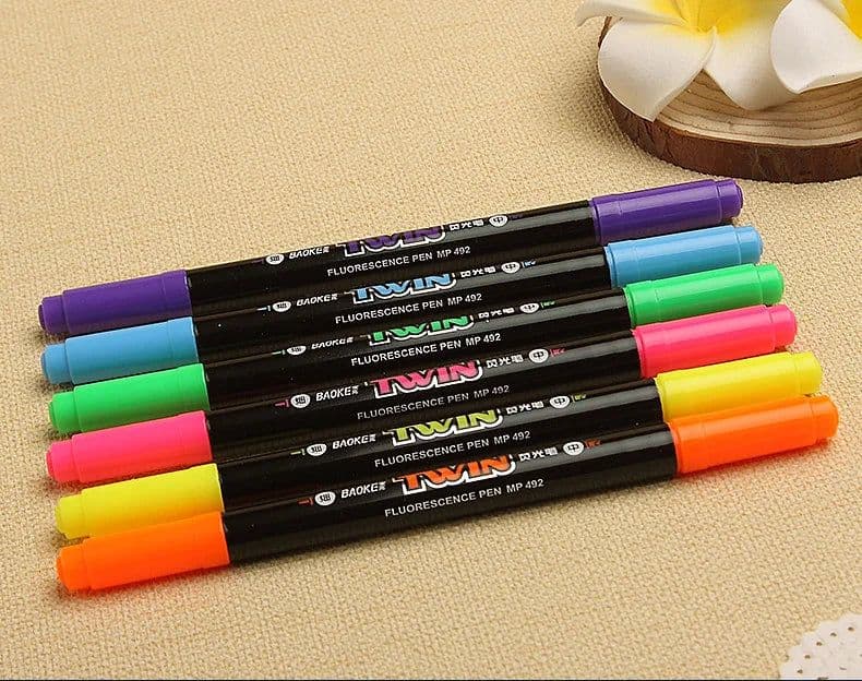 image-Water-based Student color mark Streak marking double head fluorescence Multicolor Fluorescent pen