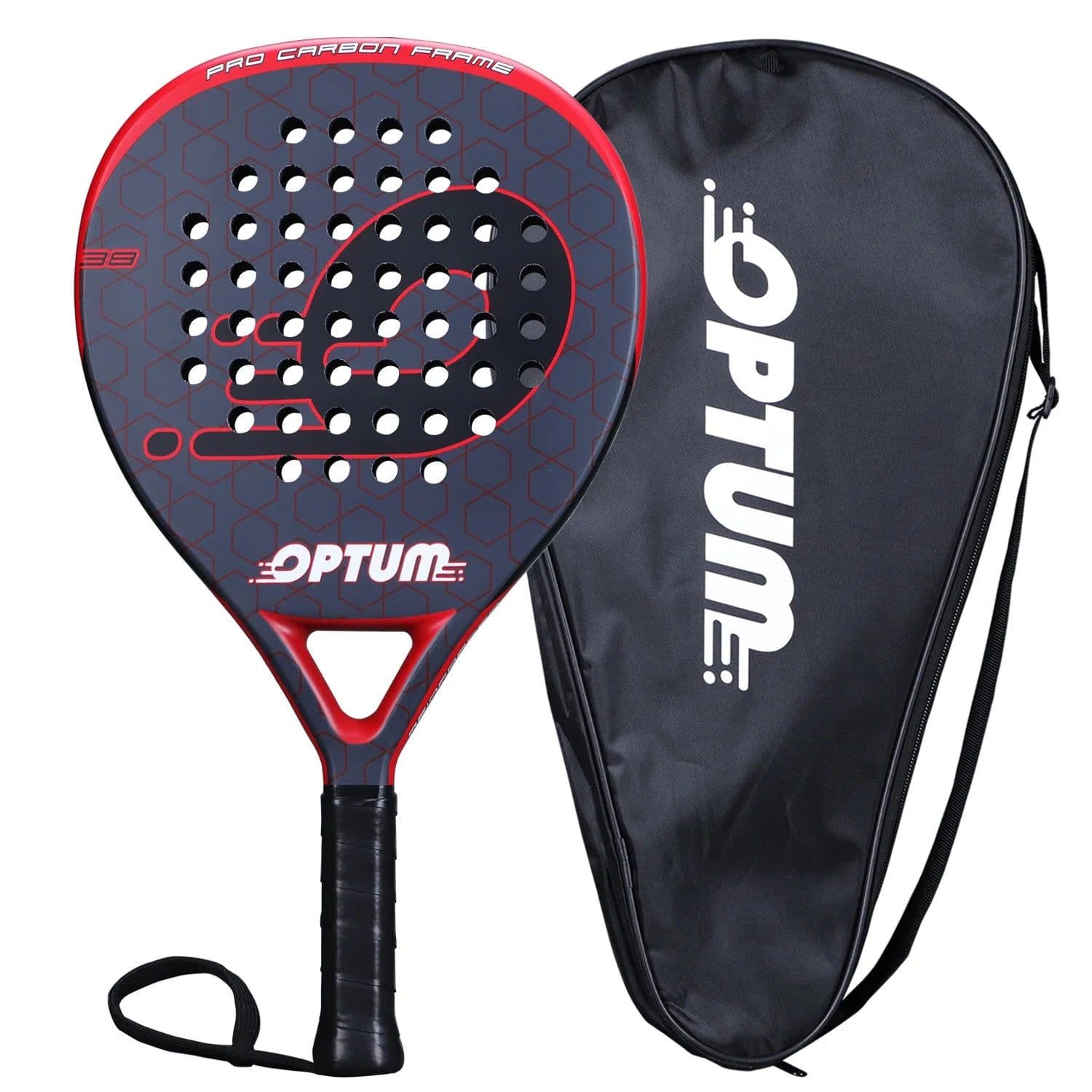 image-OPTUM ELITE Carbon Fiber Tennis Padel Racket Pop Tennis Paddle Raquete Padel Shovel Padel Pala with Cover Bag