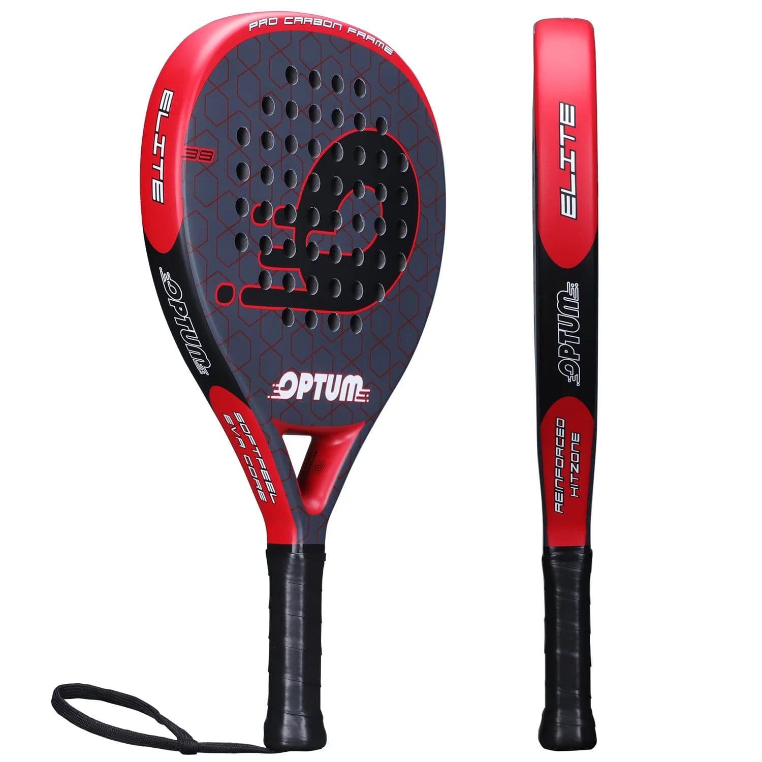 image-OPTUM ELITE Carbon Fiber Tennis Padel Racket Pop Tennis Paddle Raquete Padel Shovel Padel Pala with Cover Bag