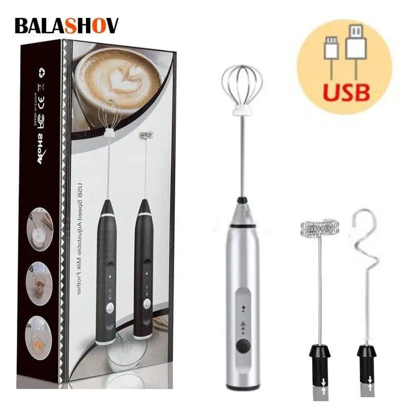 image-Wireless Milk Frothers Electric Handheld Blender With USB Electrical Mini Coffee Maker Whisk Mixer For Coffee Cappuccino Cream
