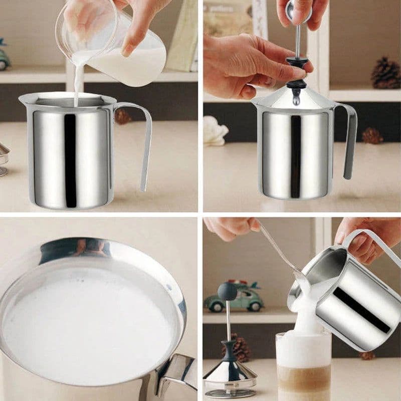 image-Stainless Milk Frother 400ML Double Mesh Milk Creamer Milk Foam For Cofffee Milk Egg Beater Kitchen Tool Coffee Mixe Frother