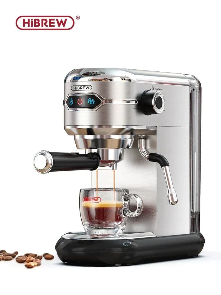 image-HiBREW Coffee Maker Cafetera 19 Bar Inox Semi Automatic Super Slim ESE POD& Powder Espresso Cappuccino Machine Hot Water H11