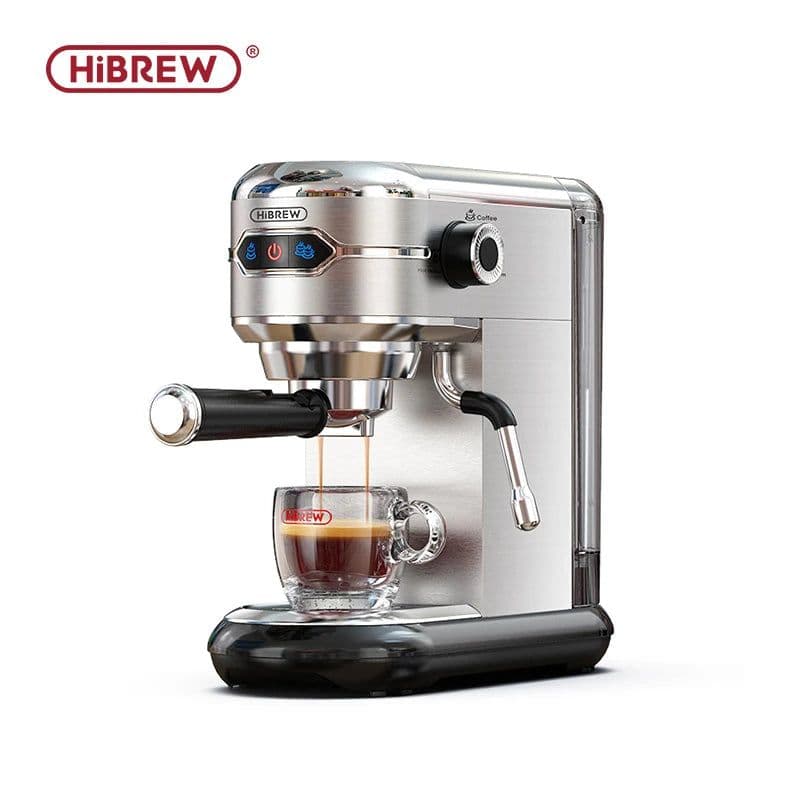 image-HiBREW Coffee Maker Cafetera 19 Bar Inox Semi Automatic Super Slim ESE POD& Powder Espresso Cappuccino Machine Hot Water H11
