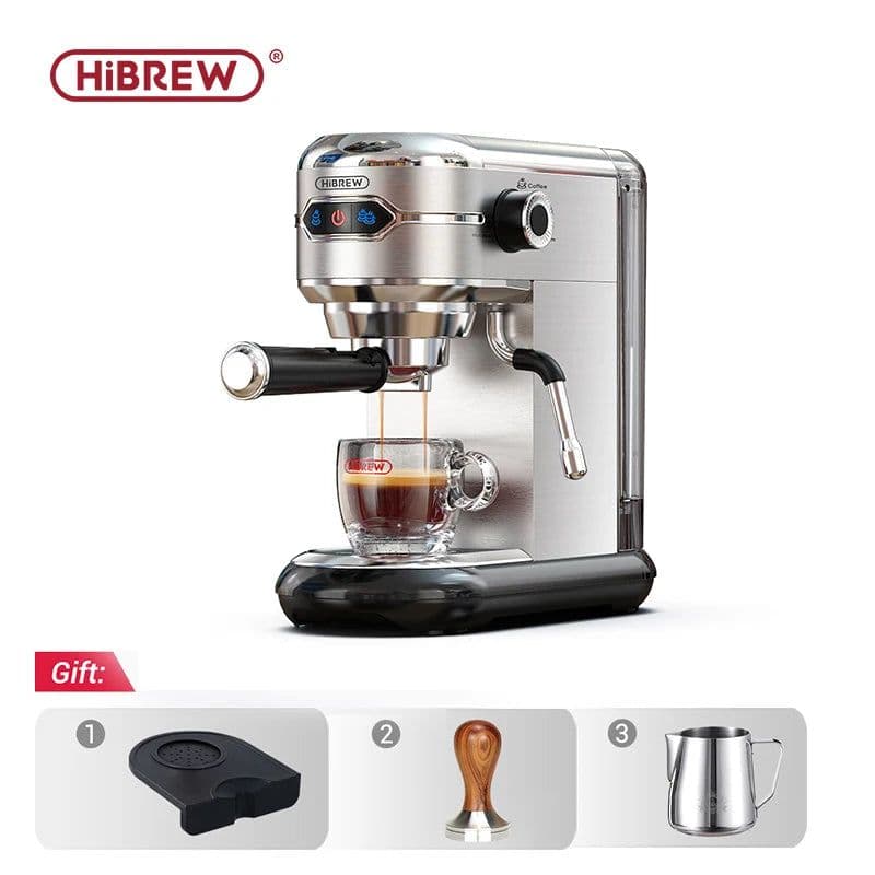 image-HiBREW Coffee Maker Cafetera 19 Bar Inox Semi Automatic Super Slim ESE POD& Powder Espresso Cappuccino Machine Hot Water H11
