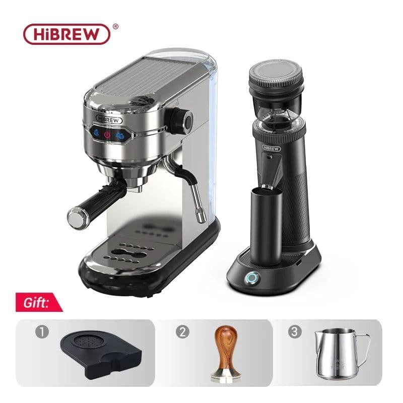 image-HiBREW Coffee Maker Cafetera 19 Bar Inox Semi Automatic Super Slim ESE POD& Powder Espresso Cappuccino Machine Hot Water H11