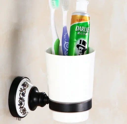 image-Oil Black Bronze Brushed Bathroom Accessories Towel Shelf Towel Bar Paper Holder Cloth Hook Soap Dish Cup Holder Toilet Holder