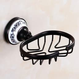 image-Oil Black Bronze Brushed Bathroom Accessories Towel Shelf Towel Bar Paper Holder Cloth Hook Soap Dish Cup Holder Toilet Holder