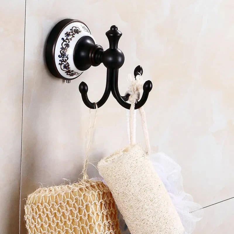 image-Oil Black Bronze Brushed Bathroom Accessories Towel Shelf Towel Bar Paper Holder Cloth Hook Soap Dish Cup Holder Toilet Holder