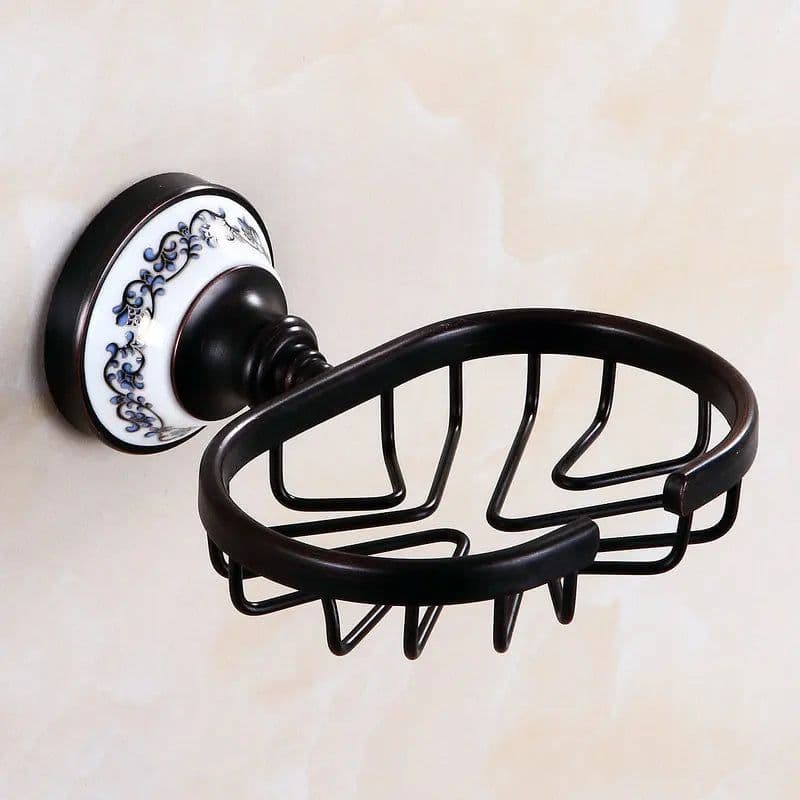 image-Oil Black Bronze Brushed Bathroom Accessories Towel Shelf Towel Bar Paper Holder Cloth Hook Soap Dish Cup Holder Toilet Holder