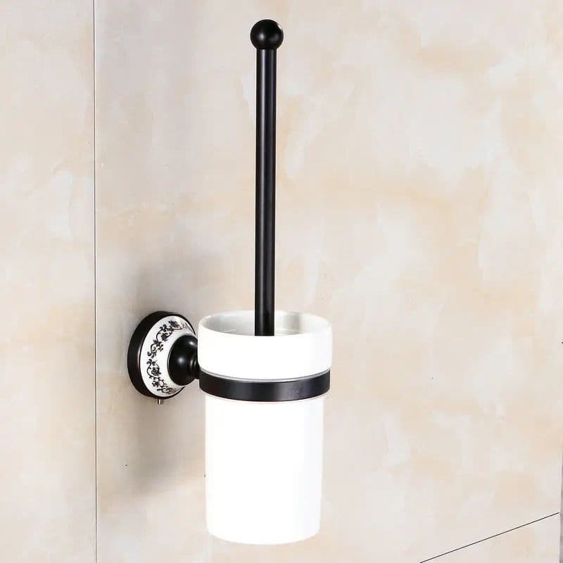 image-Oil Black Bronze Brushed Bathroom Accessories Towel Shelf Towel Bar Paper Holder Cloth Hook Soap Dish Cup Holder Toilet Holder