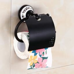image-Oil Black Bronze Brushed Bathroom Accessories Towel Shelf Towel Bar Paper Holder Cloth Hook Soap Dish Cup Holder Toilet Holder
