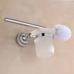 image-Luxury Towel Rack Wall Mounted Bathroom Accessories Set Ceramic Stainless Steel Bath Hardware Sets Chrome Toilet Brush Holder