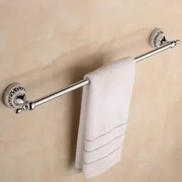image-Luxury Towel Rack Wall Mounted Bathroom Accessories Set Ceramic Stainless Steel Bath Hardware Sets Chrome Toilet Brush Holder