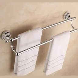 image-Luxury Towel Rack Wall Mounted Bathroom Accessories Set Ceramic Stainless Steel Bath Hardware Sets Chrome Toilet Brush Holder