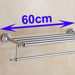 image-Luxury Towel Rack Wall Mounted Bathroom Accessories Set Ceramic Stainless Steel Bath Hardware Sets Chrome Toilet Brush Holder