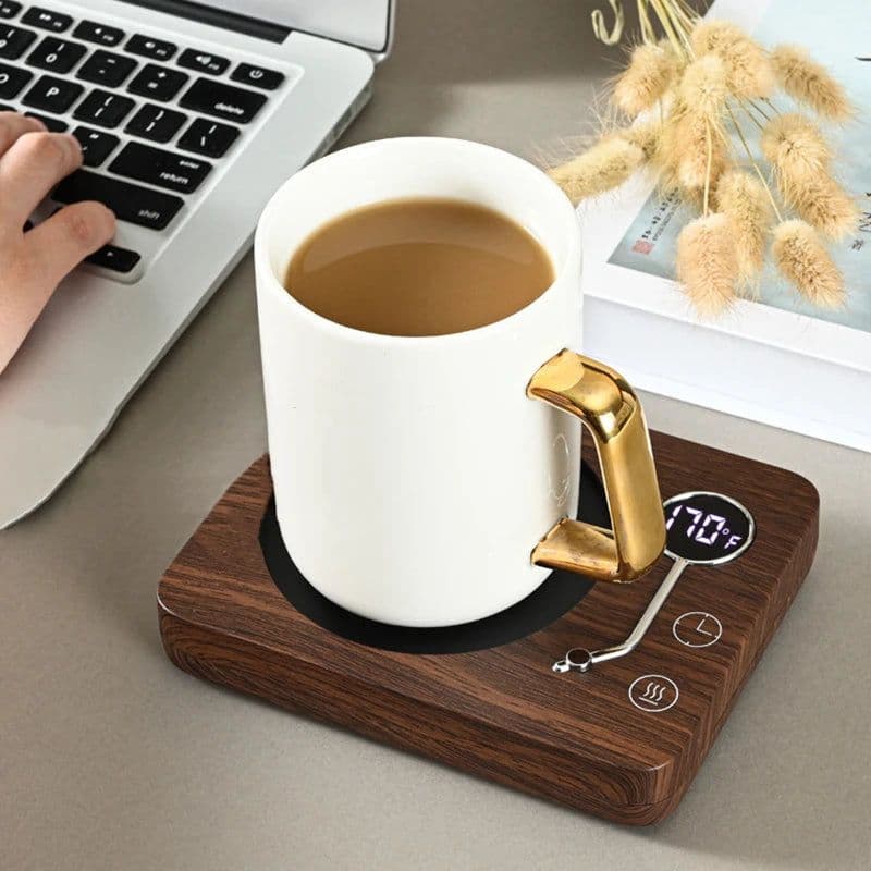 image-Smart Coffee Mug Warmer Electric Heating Coaster for Milk Tea Water 3 Temperature Setting Timing-off Cup Heater Keep Drinks Warm