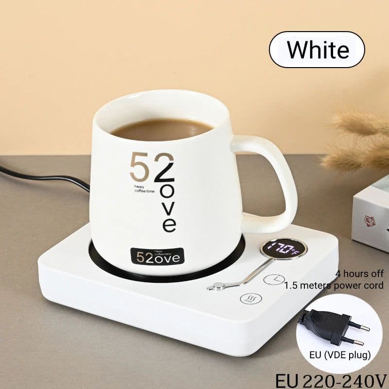 image-Smart Coffee Mug Warmer Electric Heating Coaster for Milk Tea Water 3 Temperature Setting Timing-off Cup Heater Keep Drinks Warm