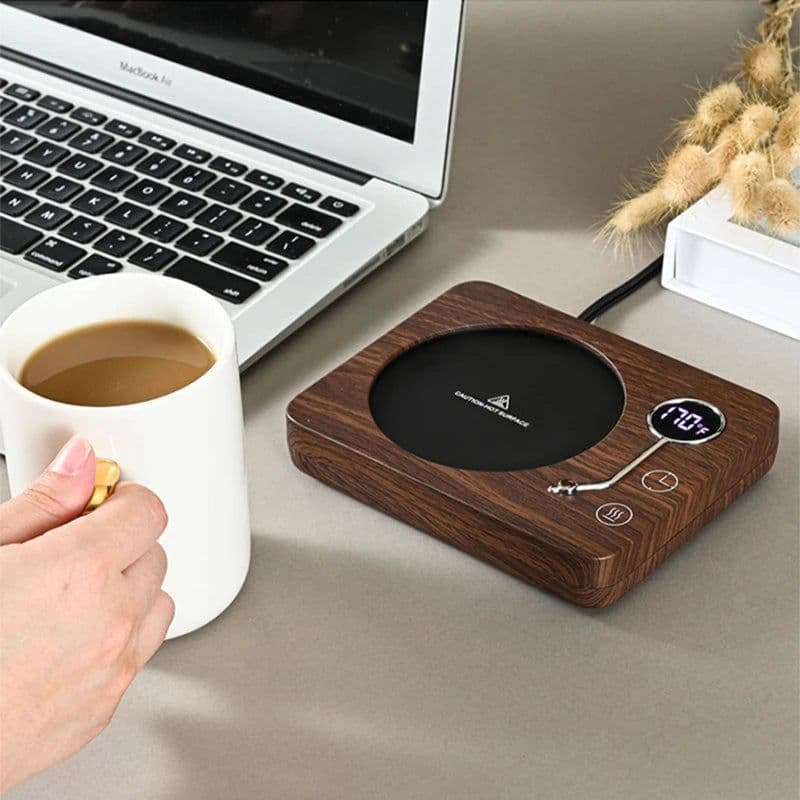 image-Smart Coffee Mug Warmer Electric Heating Coaster for Milk Tea Water 3 Temperature Setting Timing-off Cup Heater Keep Drinks Warm