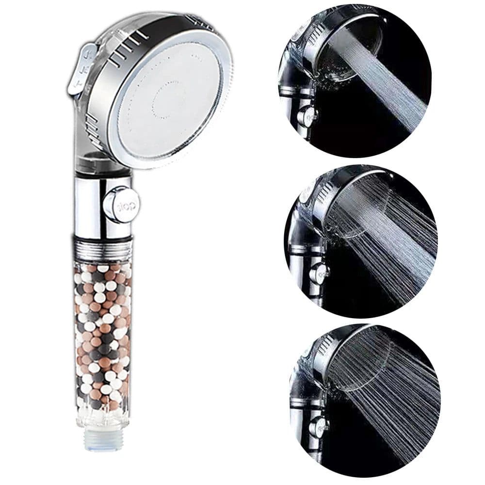 image-Shower Head Water Saving Flow 360 Degrees Rotating With Small Fan ABS Rain High Pressure spray Nozzle Bathroom Accessories