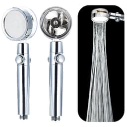 image-Shower Head Water Saving Flow 360 Degrees Rotating With Small Fan ABS Rain High Pressure spray Nozzle Bathroom Accessories
