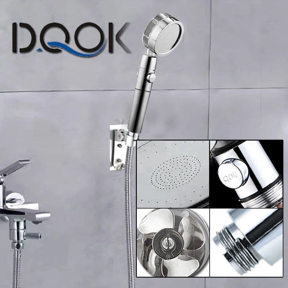 image-Shower Head Water Saving Flow 360 Degrees Rotating With Small Fan ABS Rain High Pressure spray Nozzle Bathroom Accessories