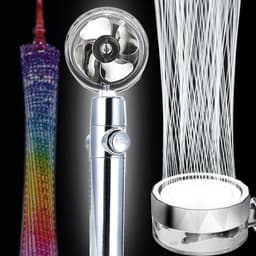 image-Shower Head Water Saving Flow 360 Degrees Rotating With Small Fan ABS Rain High Pressure spray Nozzle Bathroom Accessories