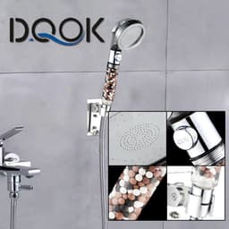 image-Shower Head Water Saving Flow 360 Degrees Rotating With Small Fan ABS Rain High Pressure spray Nozzle Bathroom Accessories