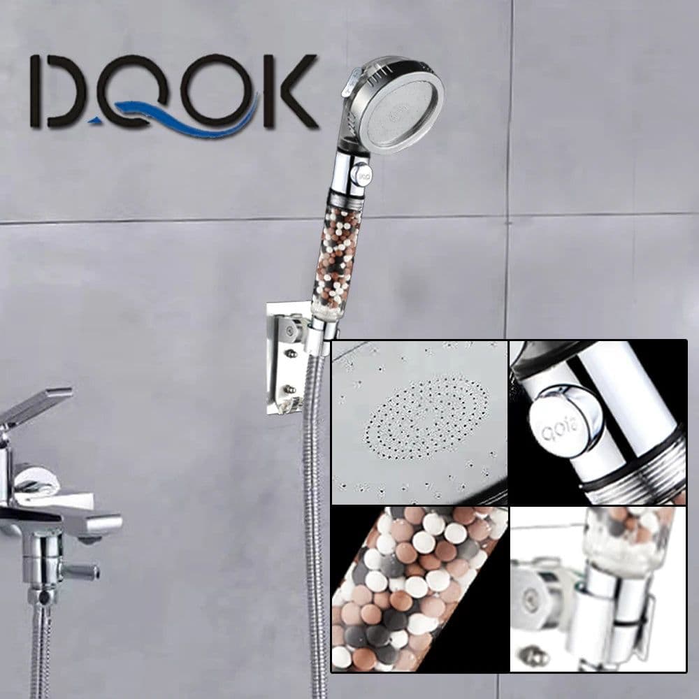 image-Shower Head Water Saving Flow 360 Degrees Rotating With Small Fan ABS Rain High Pressure spray Nozzle Bathroom Accessories