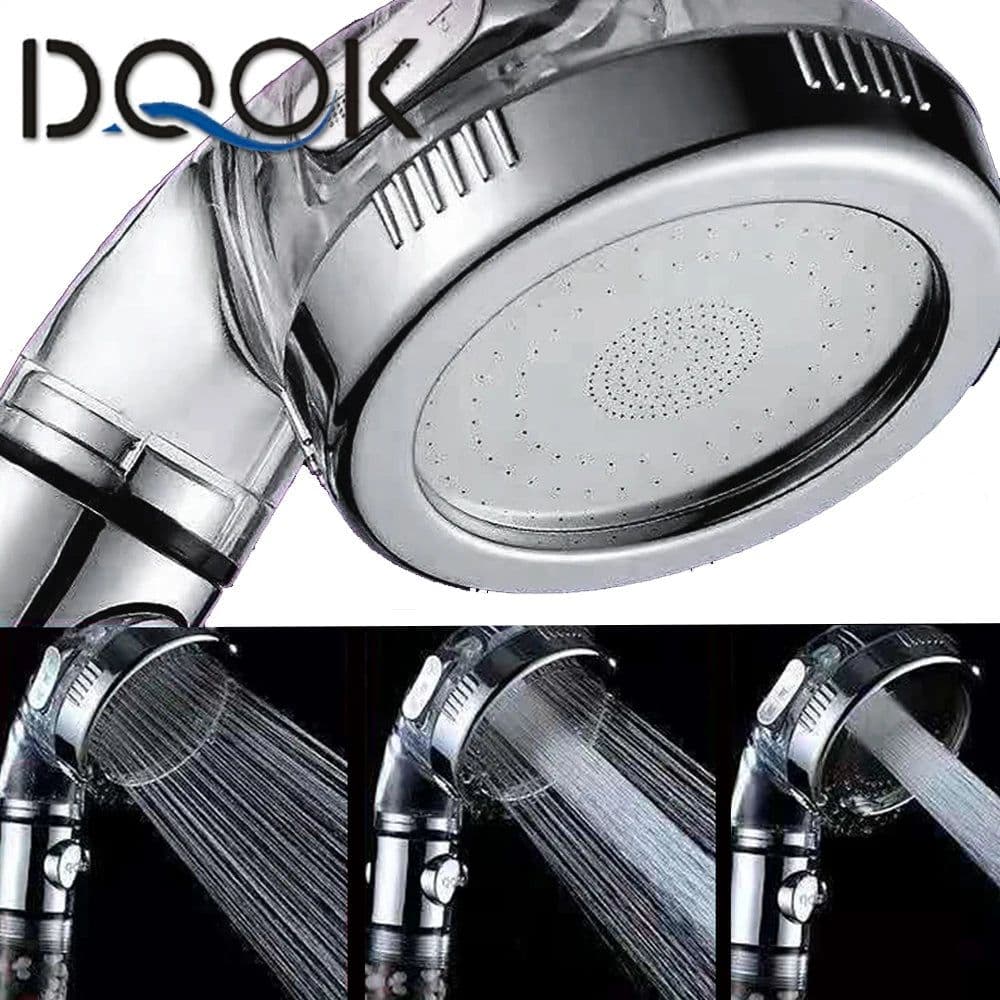 image-Shower Head Water Saving Flow 360 Degrees Rotating With Small Fan ABS Rain High Pressure spray Nozzle Bathroom Accessories