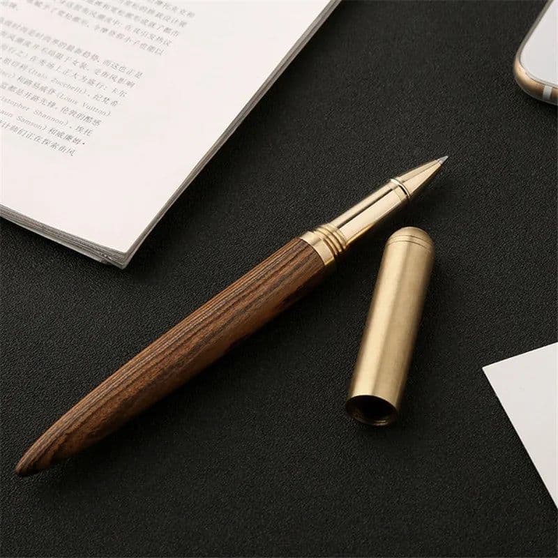 image-High Quality Black Luxury Wood Ballpoint Pen Business Gifts Ball Pen Writing Office School Supplies Stationery 03665