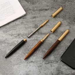 image-High Quality Black Luxury Wood Ballpoint Pen Business Gifts Ball Pen Writing Office School Supplies Stationery 03665