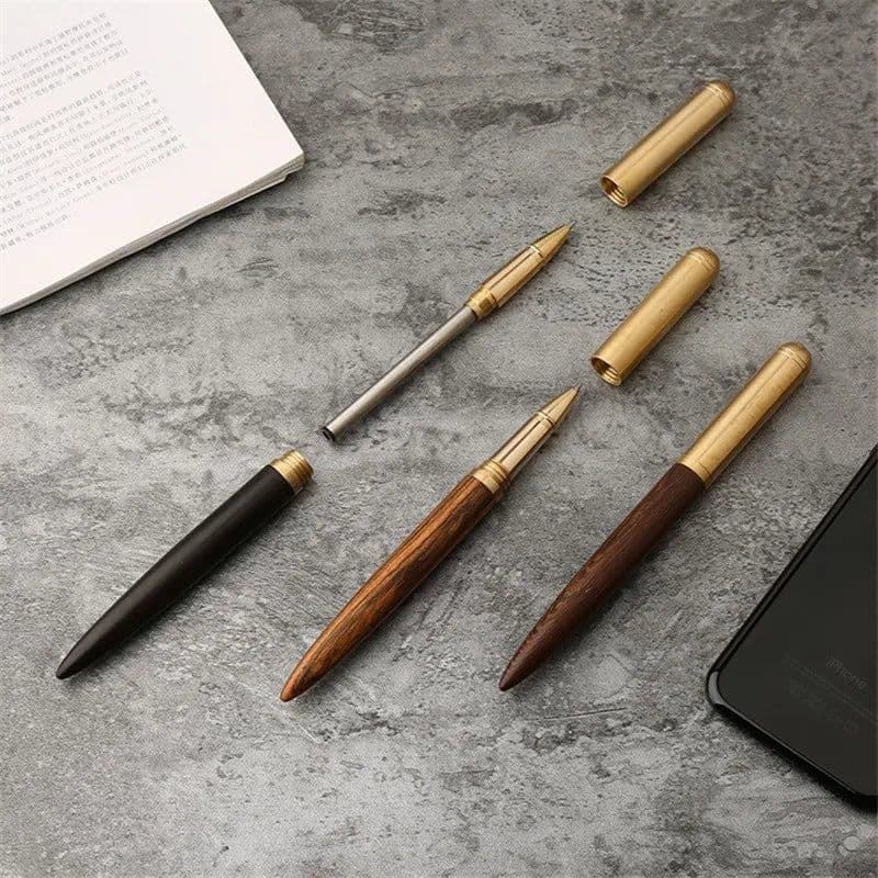 image-High Quality Black Luxury Wood Ballpoint Pen Business Gifts Ball Pen Writing Office School Supplies Stationery 03665