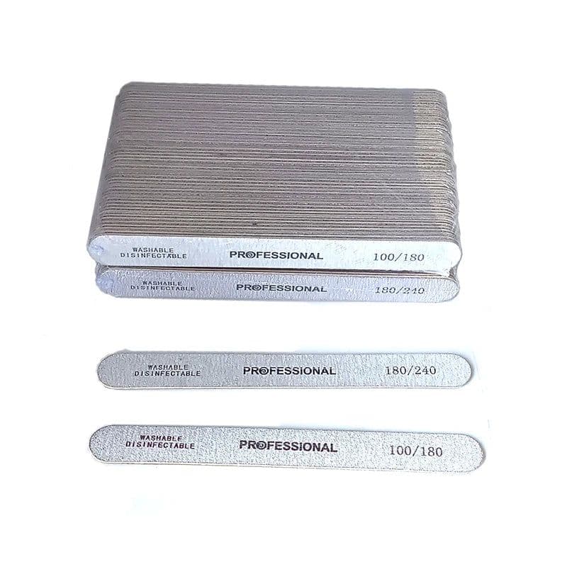 image-100Pcs Professional Nail Files 100/180/240 Grinding Polishing Manicure Pedicure Double-sided Nail Buffers Tool Lixas Para Unhas
