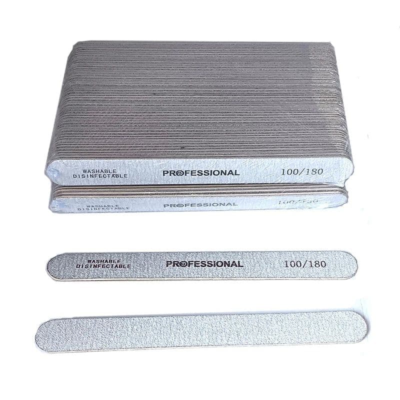 image-100Pcs Professional Nail Files 100/180/240 Grinding Polishing Manicure Pedicure Double-sided Nail Buffers Tool Lixas Para Unhas