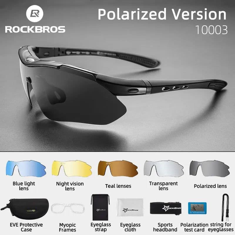 image-ROCKBROS Cycling Polarized glasses Bike Photochromic Outdoor Sports Sunglasses MTB PC Goggles Eyewear 5/3 Lens Bicycle Accessory