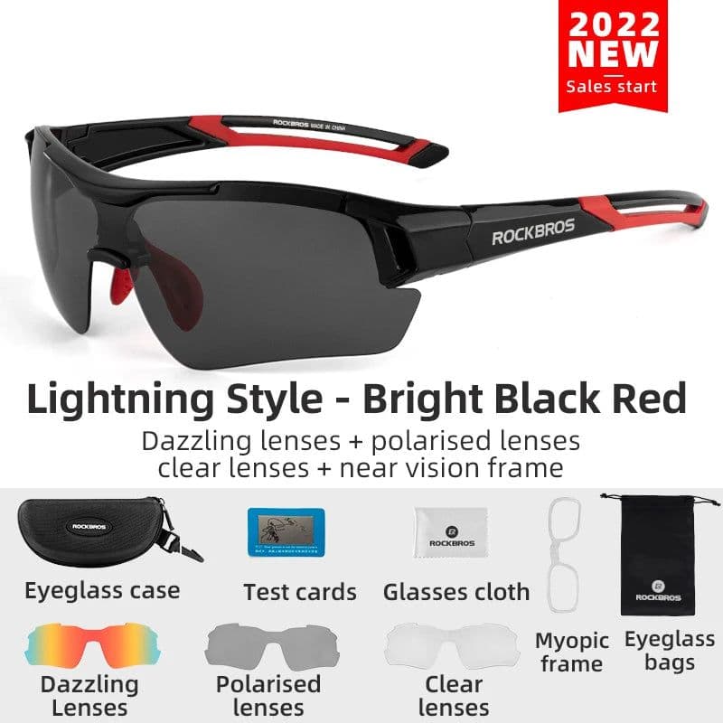image-ROCKBROS Cycling Polarized glasses Bike Photochromic Outdoor Sports Sunglasses MTB PC Goggles Eyewear 5/3 Lens Bicycle Accessory
