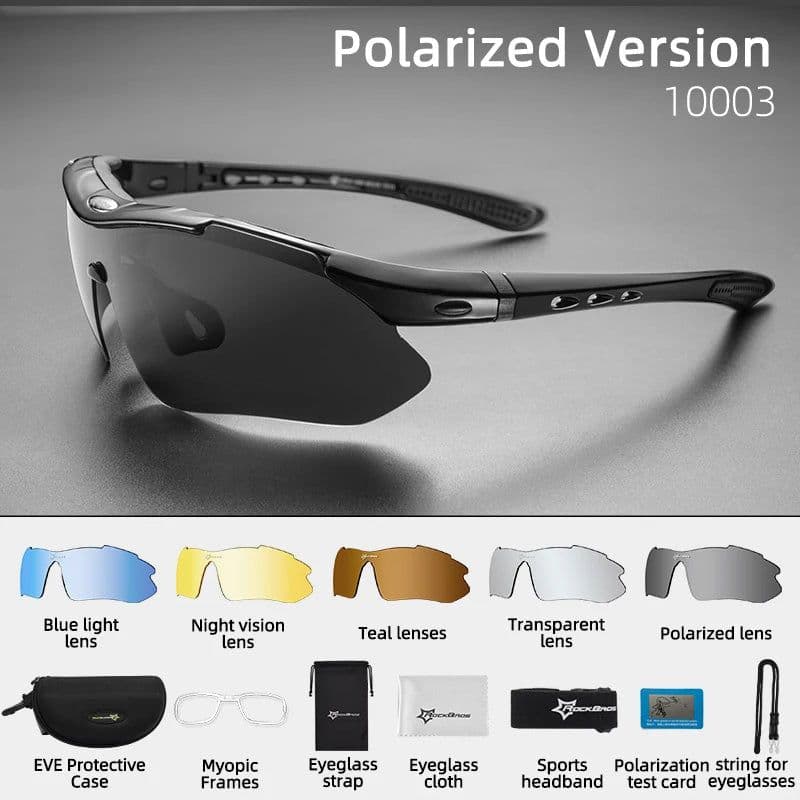 image-ROCKBROS Cycling Polarized glasses Bike Photochromic Outdoor Sports Sunglasses MTB PC Goggles Eyewear 5/3 Lens Bicycle Accessory