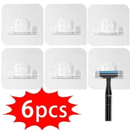 image-1/3/6Pcs Punch Free Shaving Razor Holder Men Shaver Storage Bracket Wall Hook Bathroom Shelf Organizer Home Storage Accessories