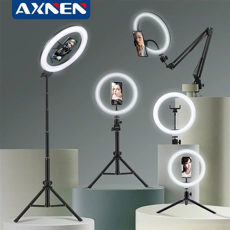 image-Selfie Ring Light Photography Led Rim Of Lamp with Optional Mobile Holder Mounting Tripod Stand Ringlight For Live Video Stream