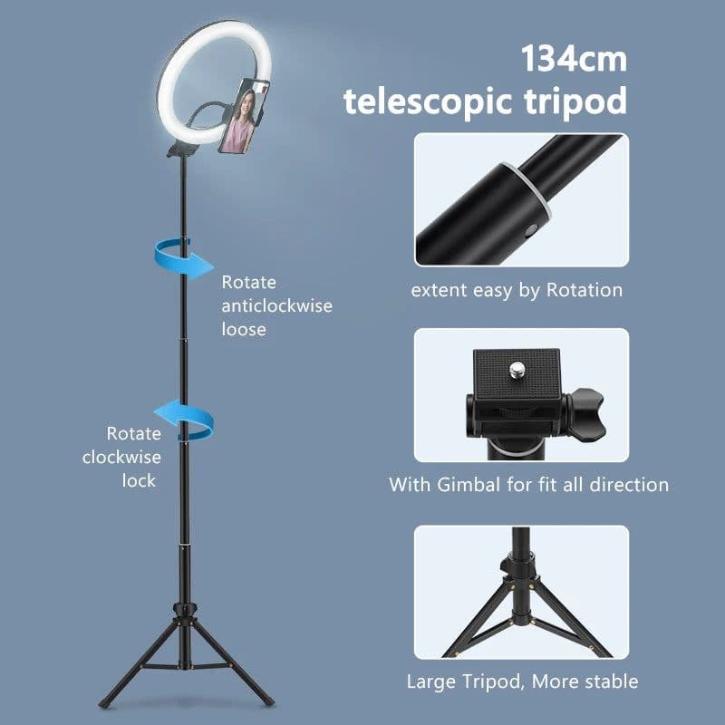 image-Selfie Ring Light Photography Led Rim Of Lamp with Optional Mobile Holder Mounting Tripod Stand Ringlight For Live Video Stream