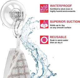 image-Suction Cup Hooks Clear Heavy Duty Vacuum Suction Cups with Hooks Reusable Suction Cup Holders for Kitchen Bathroom Shower Wreat