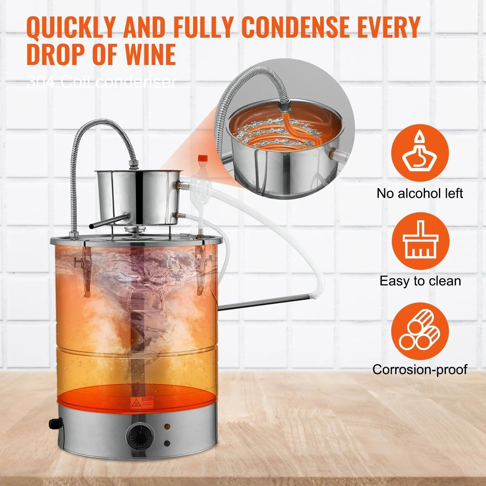 image-VEVOR 30/50L Stainless Steel Alcohol Distiller Alcohol Still Essential Oil Brewing DIY Whisky Wine Brandy Distillery Home Use