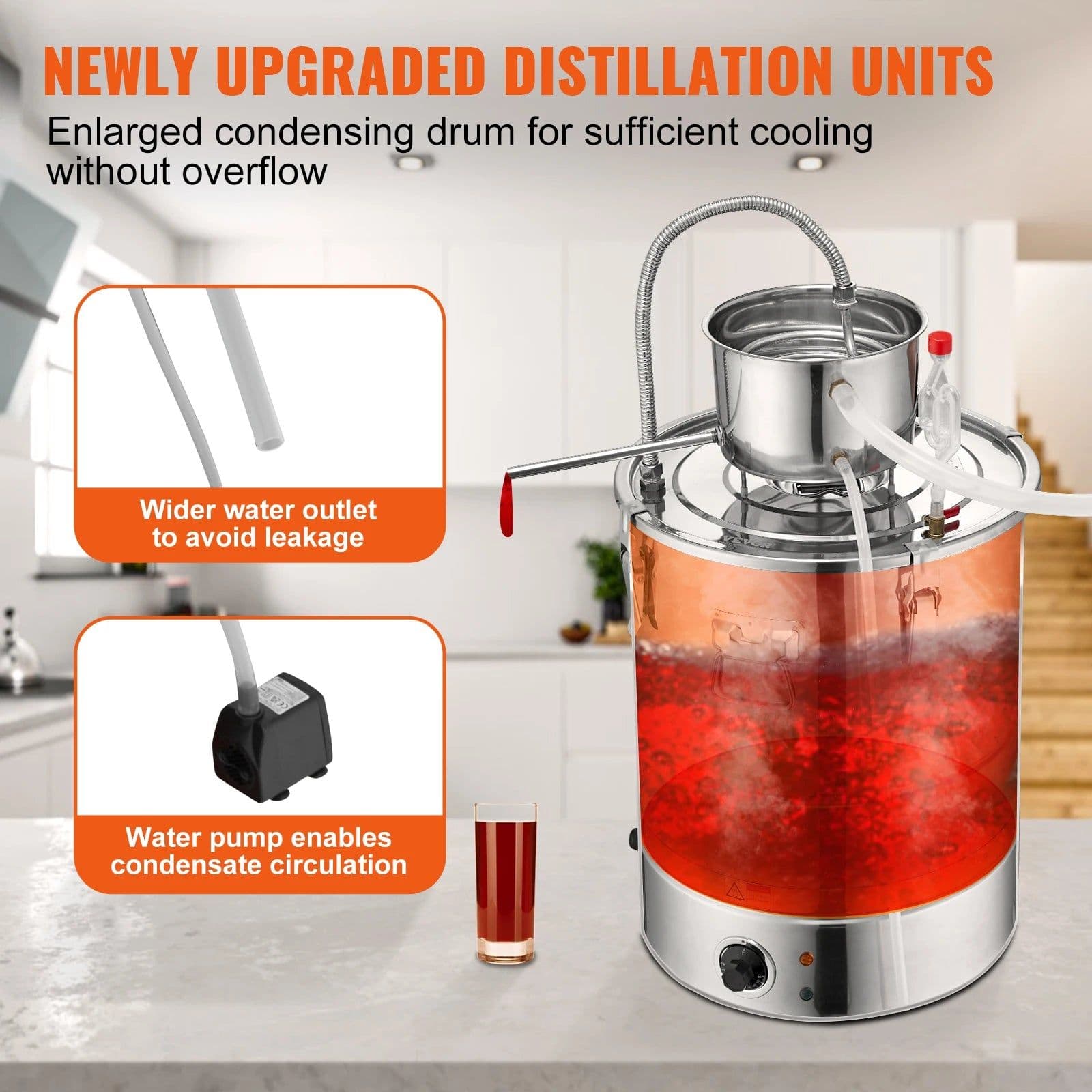 image-VEVOR 30/50L Stainless Steel Alcohol Distiller Alcohol Still Essential Oil Brewing DIY Whisky Wine Brandy Distillery Home Use