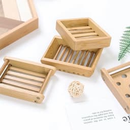 image-Natural Environmen Bamboo Soap Dish Wooden Soap Tray Holder Storage Soap Rack Plate Box Container for Bath Shower Plate Bathroom
