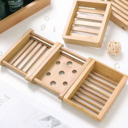 image-Natural Environmen Bamboo Soap Dish Wooden Soap Tray Holder Storage Soap Rack Plate Box Container for Bath Shower Plate Bathroom