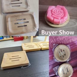 image-Natural Environmen Bamboo Soap Dish Wooden Soap Tray Holder Storage Soap Rack Plate Box Container for Bath Shower Plate Bathroom